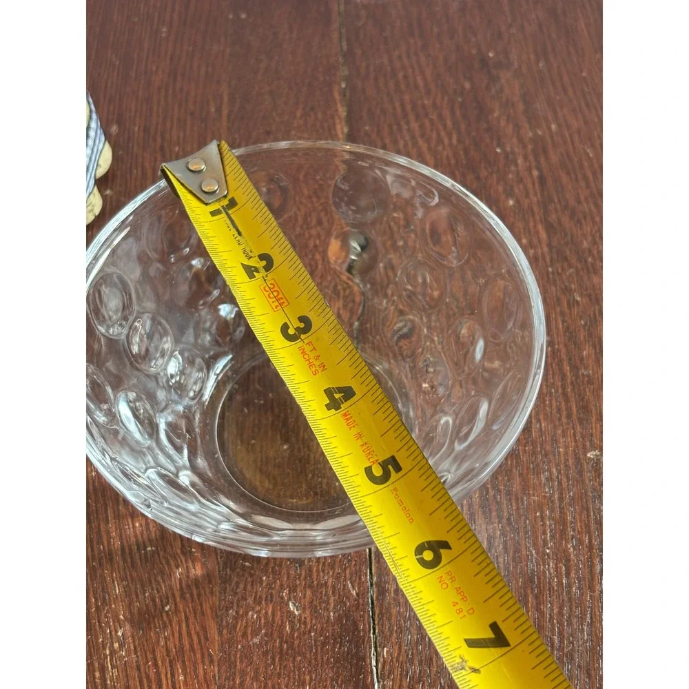 Set 2 Clear Glass Thumbprint Pebble Coin Optic Small Prep Snack‎ Bowls 4.75in